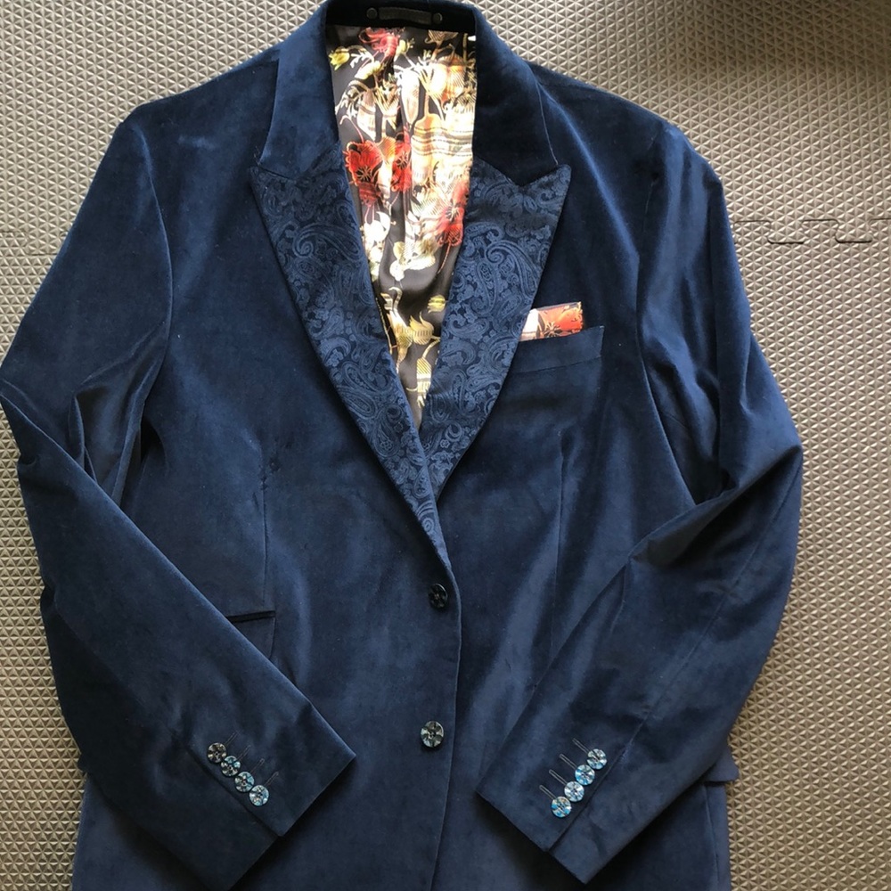 Robert Graham navy velvet blazer